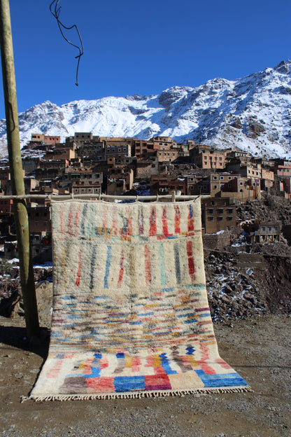 Beni Ourain Moroccan Rug – Handmade Berber Wool Rug 10.8 x 7.3 ft | Vintage Abstract Design