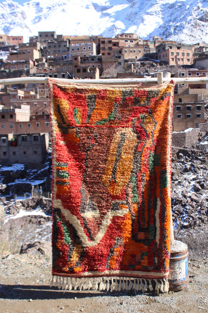 Vintage Boujad Moroccan Rug – 6 x 4 ft (180 x 120 cm) Handwoven Wool Carpet