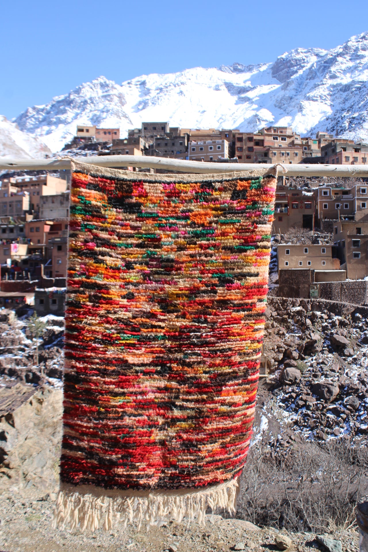 Handmade Vintage Boujad Moroccan Rug | Berber Wool, 6.7 x 3.9 ft, Abstract Design