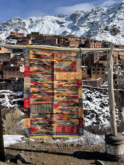Pikaso Handwoven Moroccan Rug – 4.9 x 3.3 ft (150 x 100 cm) Abstract Tribal Wool Carpet
