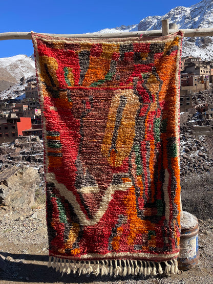 Vintage Boujad Moroccan Rug – 6 x 4 ft (180 x 120 cm) Handwoven Wool Carpet