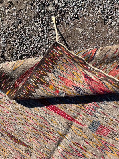 Handmade Moroccan Kilim Rug – Earth Tone Wool Runner 6.5 x 3.3 ft (200 x 100 cm)