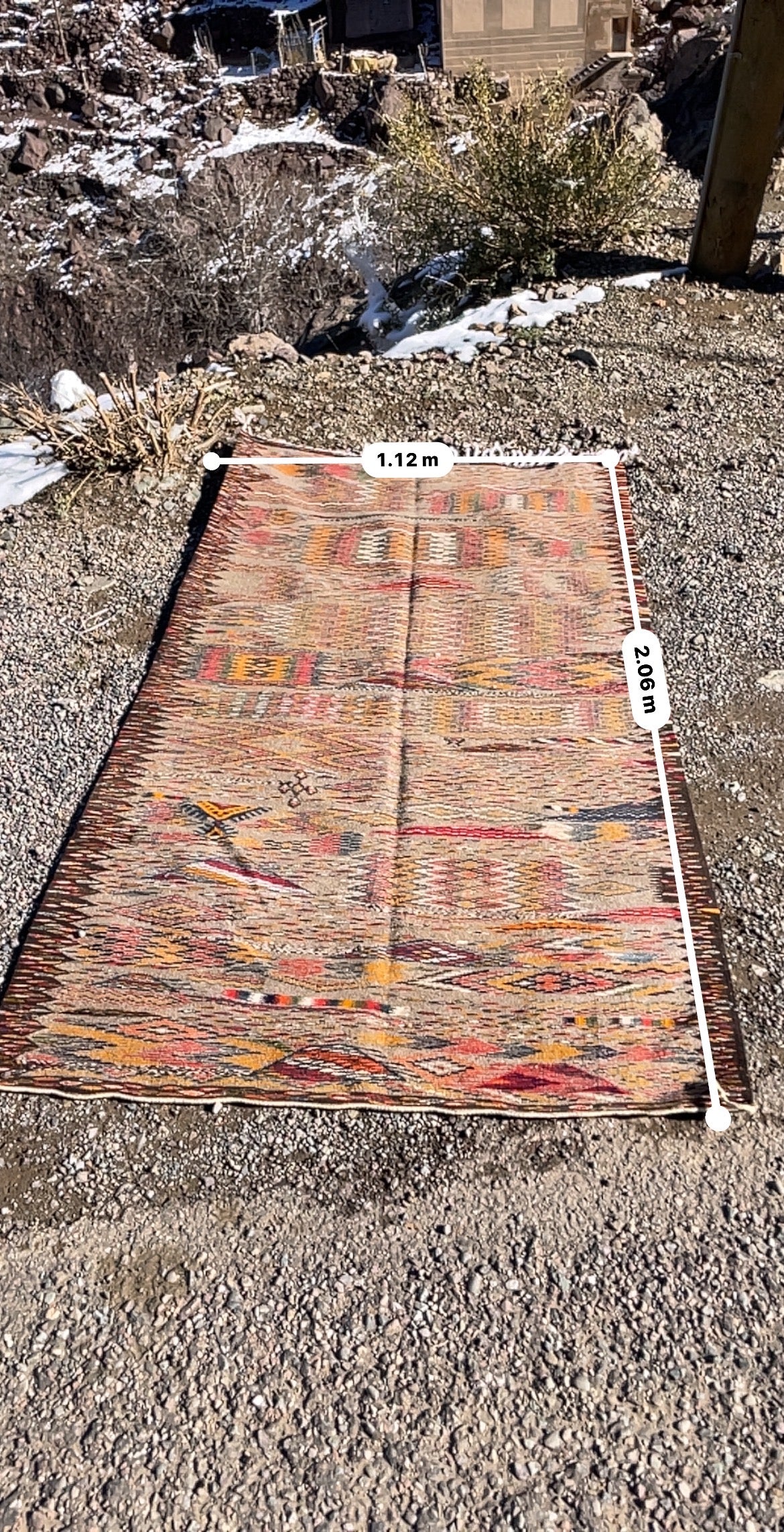 Handmade Moroccan Kilim Rug – Earth Tone Wool Runner 6.5 x 3.3 ft (200 x 100 cm)
