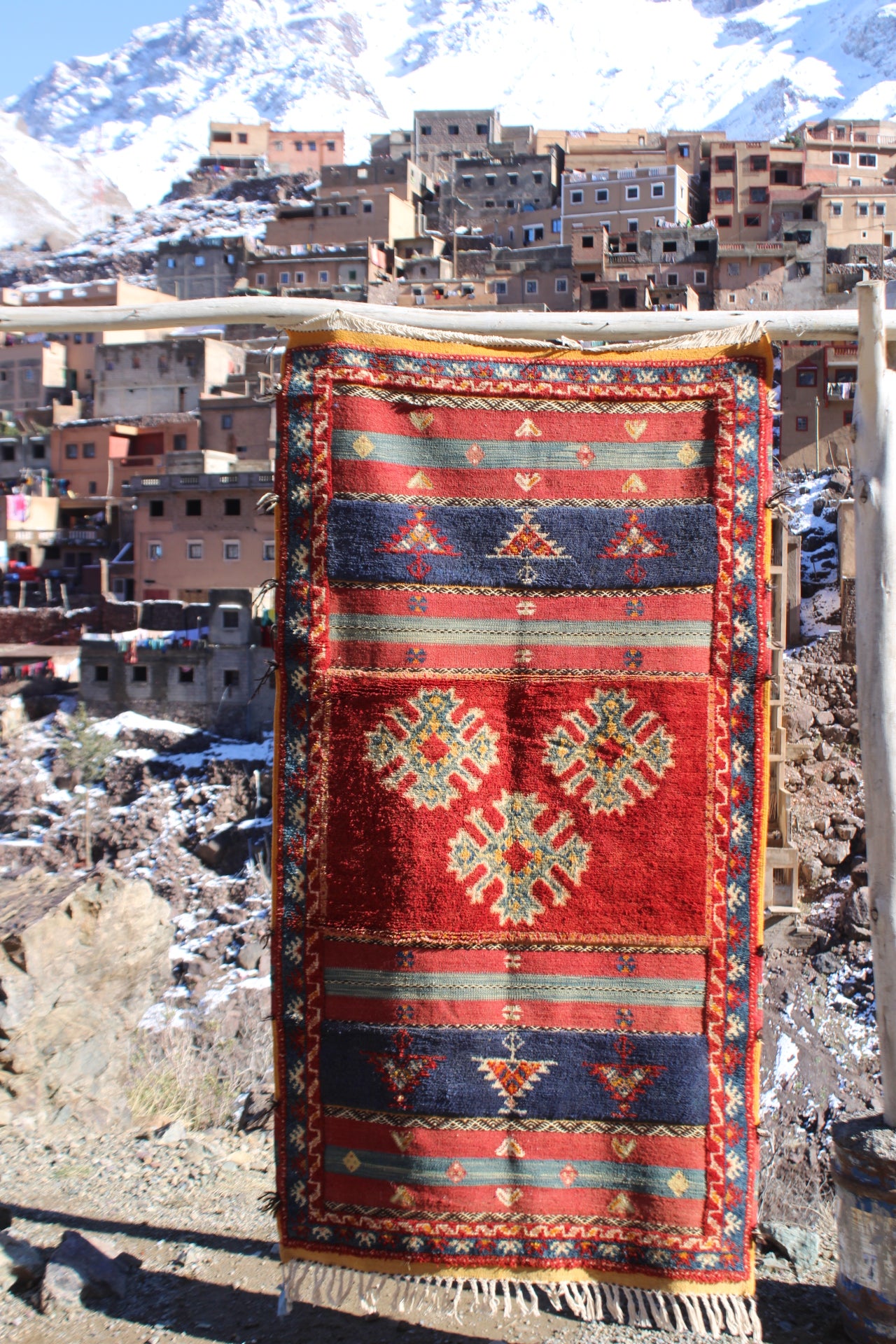 Handmade Moroccan Berber Rug – Red Wool Runner 6.5 x 3.3 ft (200 x 100 cm)