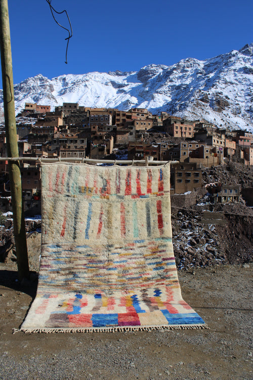 Beni Ourain Moroccan Rug – Handmade Berber Wool Rug 10.8 x 7.3 ft | Vintage Abstract Design