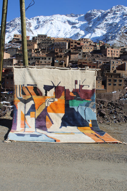 Handmade Moroccan Berber Rug 13.1 x 9.8 ft – Abstract Wool Atlas Rug | Ready to Ship
(Size: 4 x 3 meters)