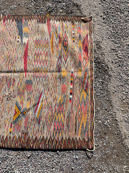 Handmade Moroccan Kilim Rug – Earth Tone Wool Runner 6.5 x 3.3 ft (200 x 100 cm)