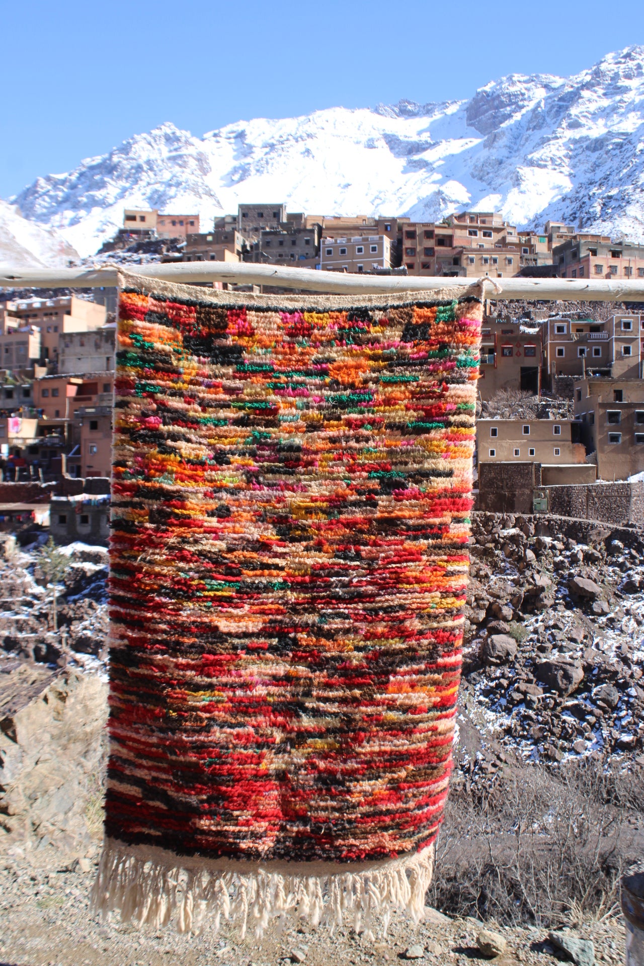 Handmade Vintage Boujad Moroccan Rug | Berber Wool, 6.7 x 3.9 ft, Abstract Design