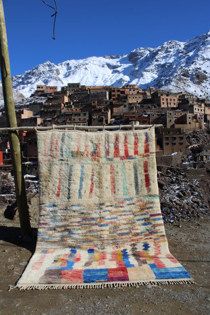 Beni Ourain Moroccan Rug – Handmade Berber Wool Rug 10.8 x 7.3 ft | Vintage Abstract Design