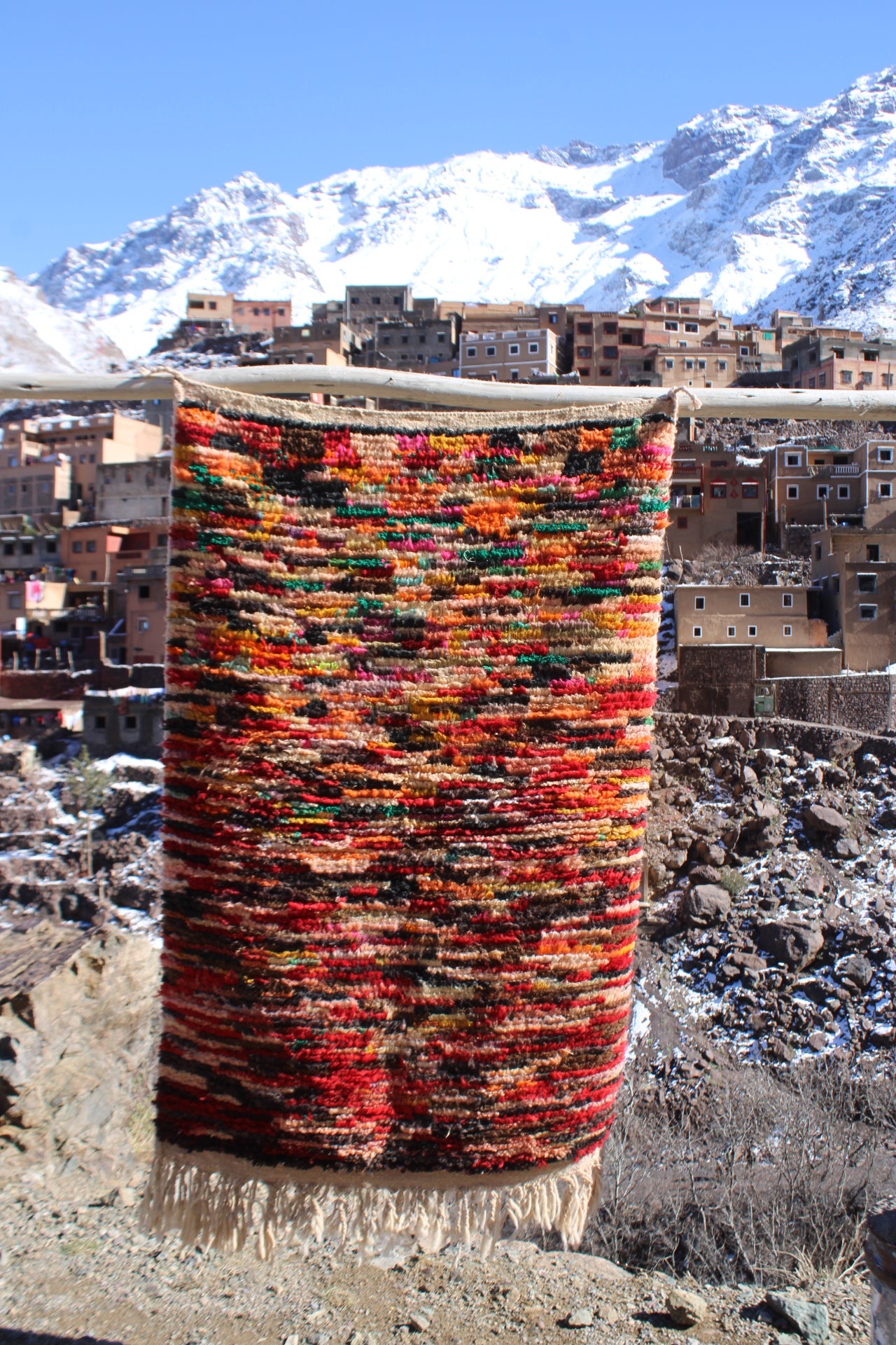 Handmade Vintage Boujad Moroccan Rug | Berber Wool, 6.7 x 3.9 ft, Abstract Design