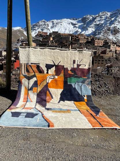Handmade Moroccan Berber Rug 13.1 x 9.8 ft – Abstract Wool Atlas Rug | Ready to Ship
(Size: 4 x 3 meters)