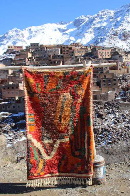Vintage Boujad Moroccan Rug – 6 x 4 ft (180 x 120 cm) Handwoven Wool Carpet