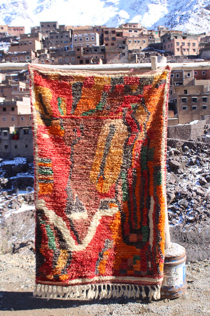 Vintage Boujad Moroccan Rug – 6 x 4 ft (180 x 120 cm) Handwoven Wool Carpet
