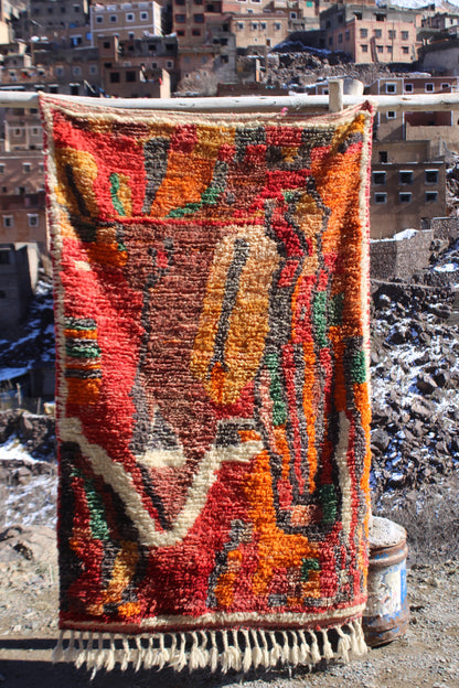 Vintage Boujad Moroccan Rug – 6 x 4 ft (180 x 120 cm) Handwoven Wool Carpet