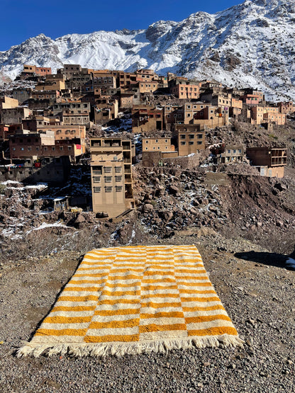 Handmade Moroccan Berber Rug 5 x 7.4 ft – Mustard & Ivory Wool Atlas Carpet | Ready to Ship
(5 ft ≈ 1.51 m / 7.4 ft ≈ 2.25 m)