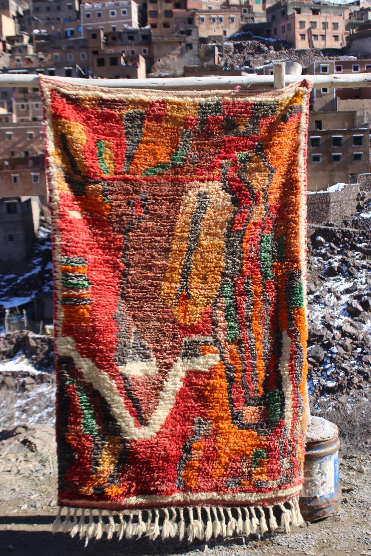 Vintage Boujad Moroccan Rug – 6 x 4 ft (180 x 120 cm) Handwoven Wool Carpet