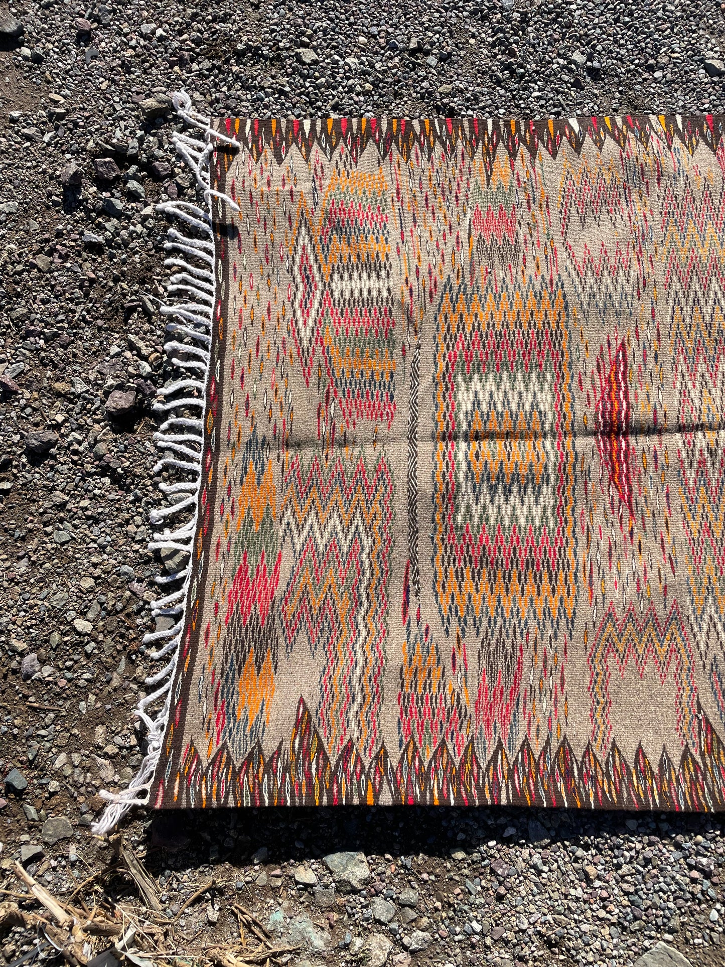 Handmade Moroccan Kilim Rug – Earth Tone Wool Runner 6.5 x 3.3 ft (200 x 100 cm)